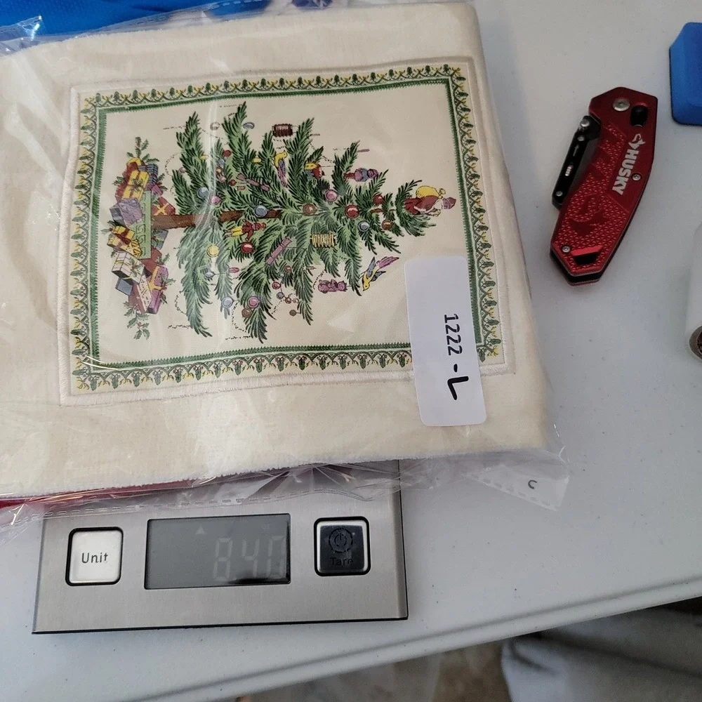 Spode Christmas Tree Hand Towels Red White Cotton Holiday Embroidered Dish Cloth